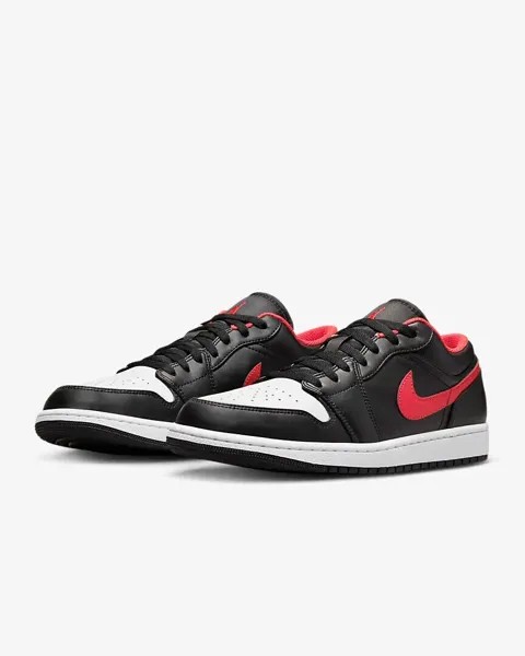 Полуботинки Nike Air Jordan 1 с белым носком, черные, огненно-красные 553558-063, мужские 13
