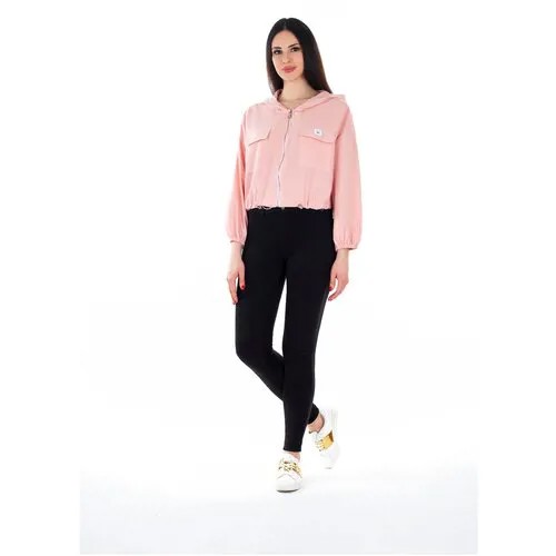 Рубашка женская - курточка с капюшоном укороченная S-Family размер 42-50 цвет розовый
