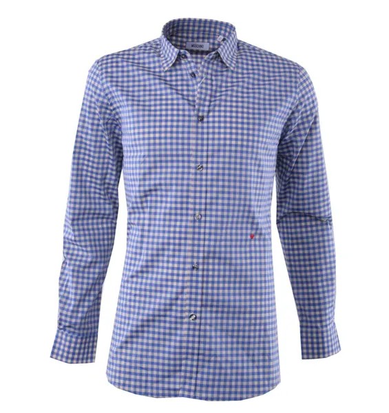 Рубашка в клетку Moschino из хлопка с логотипом Blue White 04372