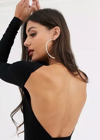 Боди с длинными рукавами и открытой спиной ASOS DESIGN Tall-Черный