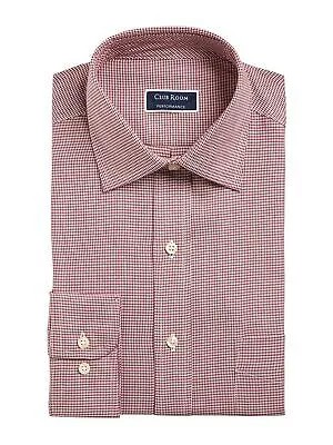 CLUBROOM Мужская красная классическая хлопковая классическая рубашка с узором «гусиные лапки» M