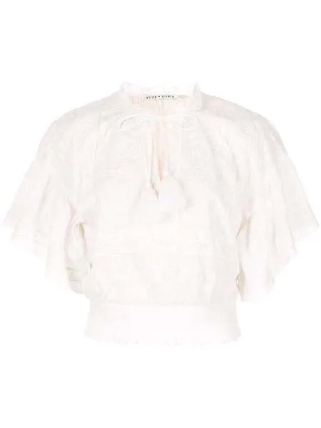Alice+Olivia блузка Tabitha с вышивкой и сборками