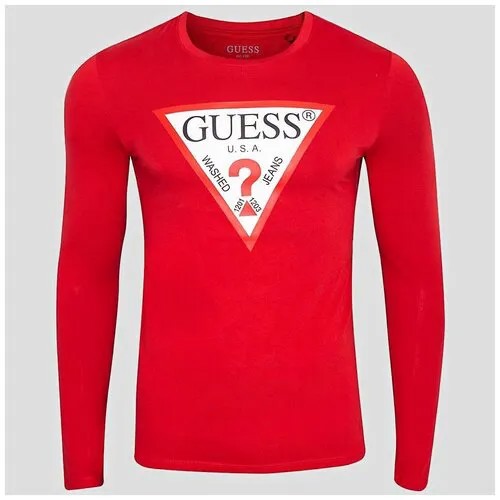 Лонгслив GUESS, хлопок, размер XXL, красный