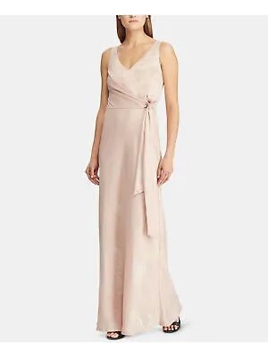 RALPH LAUREN Женское розовое вечернее платье-футляр без рукавов с V-образным вырезом и завязками спереди 6