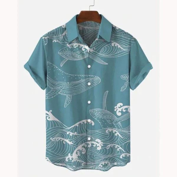 Мужская пляжная рубашка с китом