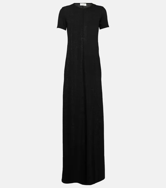 Платье-футболка из шерстяного джерси SAINT LAURENT, черный