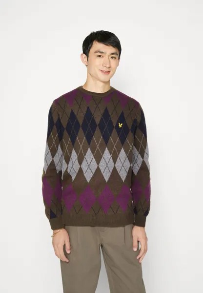 Свитер BRITISH ARGYLE CREW NECK Lyle & Scott, оливковый