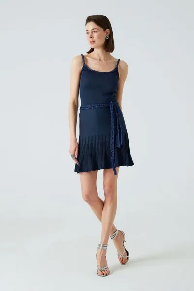 Темно-синяя расклешенная юбка с трикотажным поясом JOIN US, темно-синий