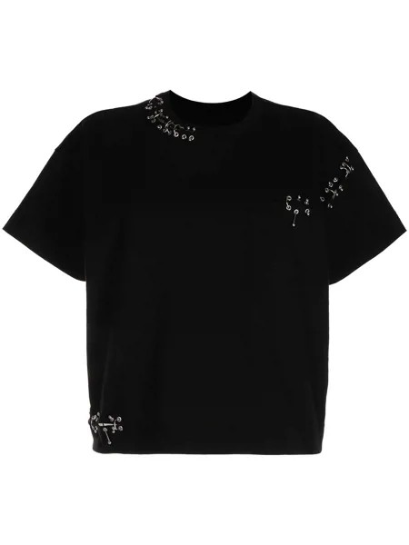 Sacai piercing crew-neck cotton T-shirt