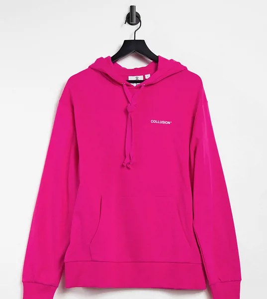 Розовый oversized-худи с принтом логотипа COLLUSION Unisex-Розовый цвет
