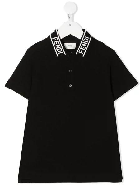 Fendi Kids рубашка поло с логотипом на воротнике