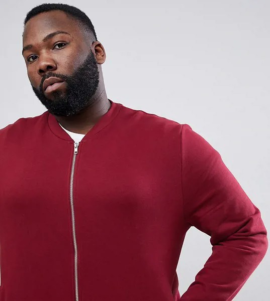 Бордовый трикотажный бомбер ASOS DESIGN Plus organic-Красный