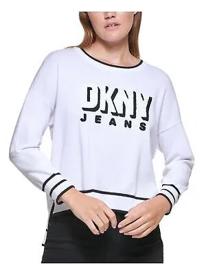 DKNY JEANS Женский белый свитер с длинными рукавами и круглым вырезом M