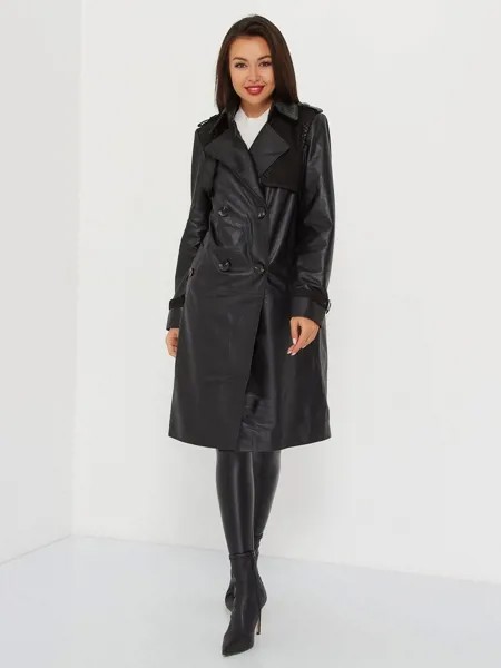 Плащ женский Este'e exclusive Fur&Leather B-118 черный XL