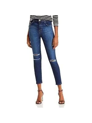 Женские темно-синие джинсовые укороченные рваные джинсы скинни с высокой талией J BRAND 29