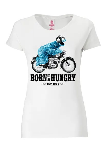 Футболка Logoshirt Sesamstraße Krümelmonster Motorrad, белый