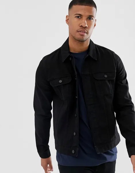 Черная джинсовая куртка классического кроя ASOS DESIGN-Черный