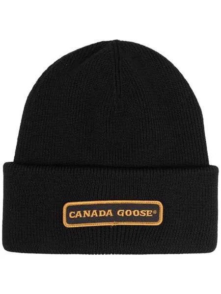 Canada Goose шапка бини с нашивкой-логотипом