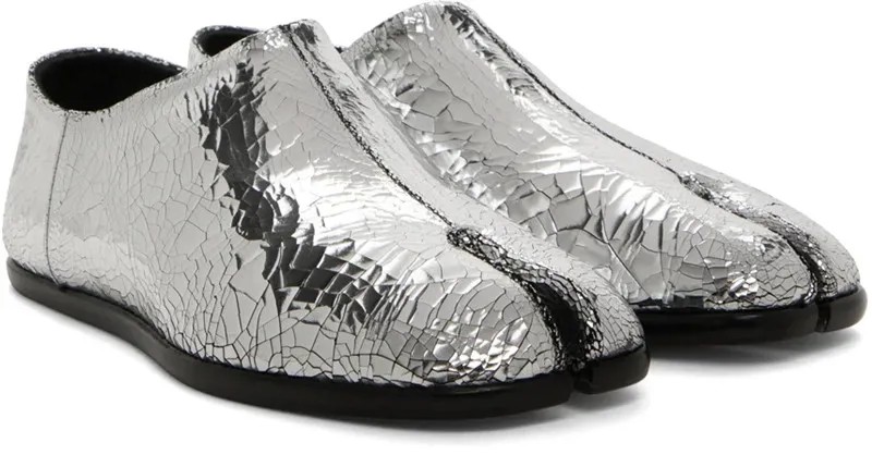 Новые модные мужские серебристые кожаные лоферы Qianruiti обувь Cattlehide мужские оксфорды с разрезами без застежки на плоской подошве