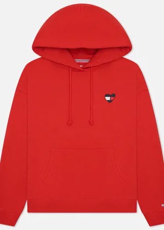 Женская толстовка Tommy Jeans Boxy Homespun Heart Hoodie, цвет красный, размер XS