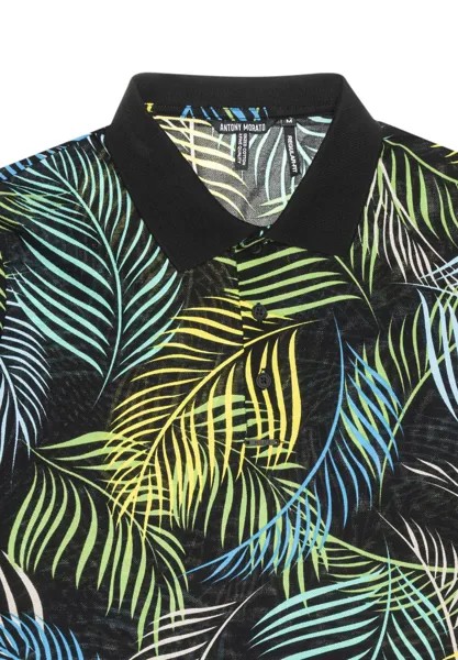 Поло Regular Fit Mercerized Printed With Logo Plaque Antony Morato, черный