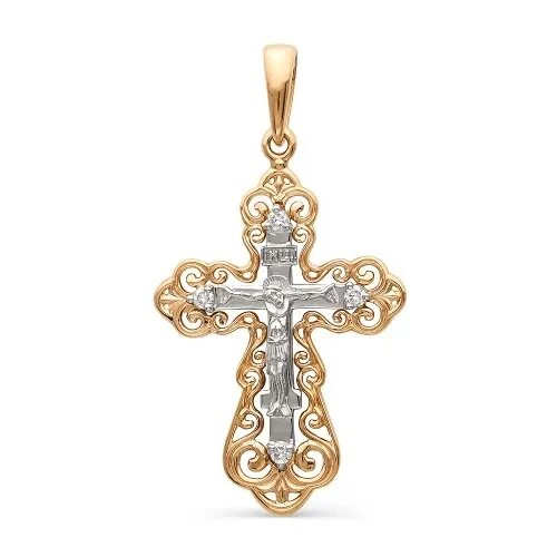 Крестик с 4 бриллиантами из комбинированного золота 8-237 Master Brilliant