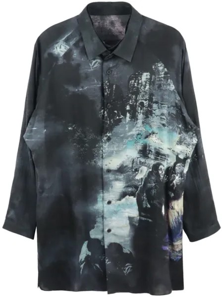 Yohji Yamamoto рубашка J-PT с принтом, черный