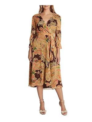 TAHARI ARTHUR S. LEVINE Женское коричневое вечернее платье миди с рукавом 3/4 + расклешенное платье 6