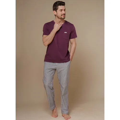 Пижама Indefini, размер XXL(52), серый, фиолетовый