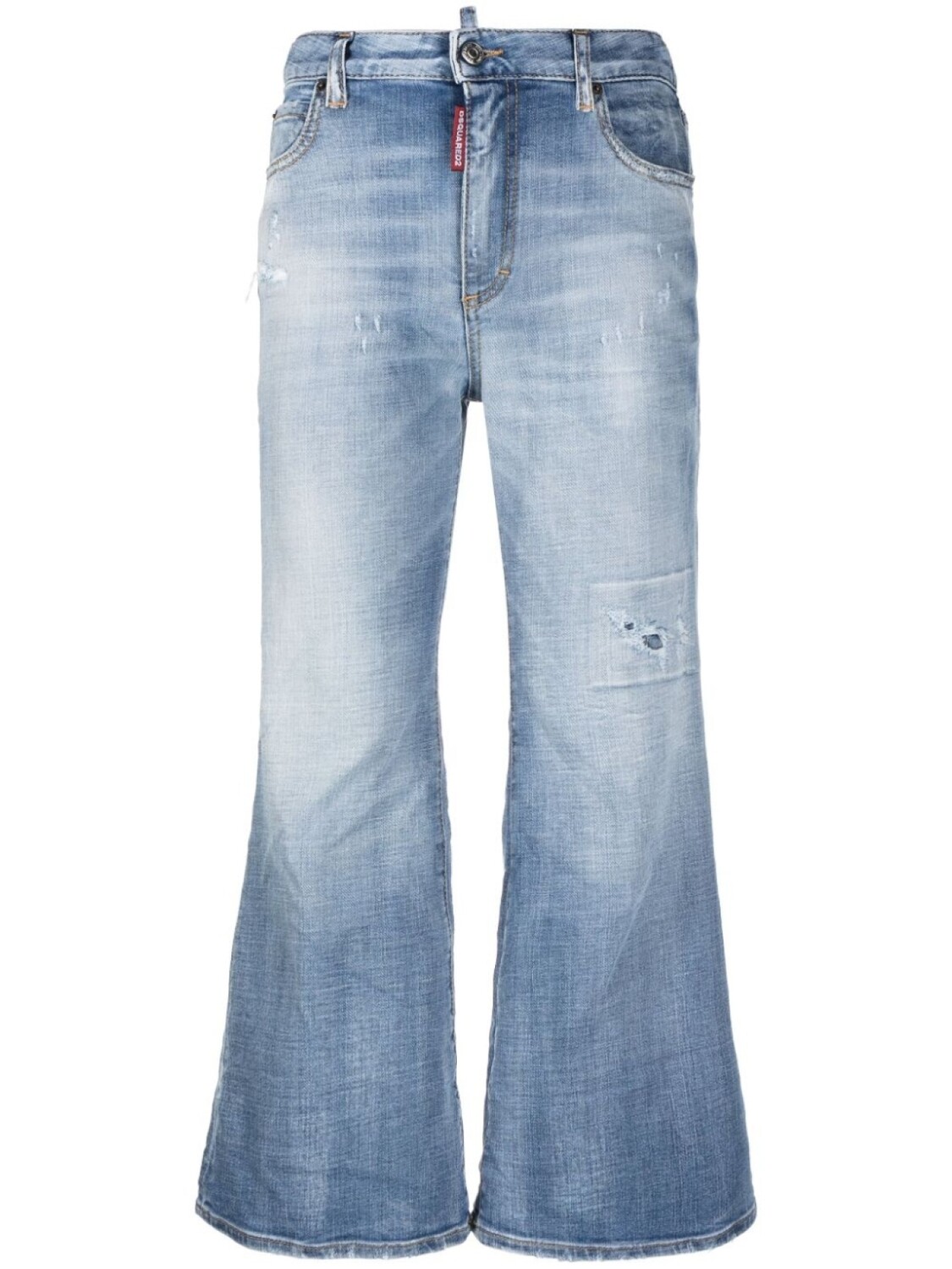 Dsquared2 расклешенные брюки с эффектом потертости, синий