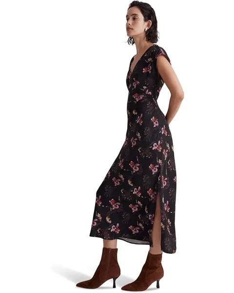 Платье Madewell Wide V-Neck Midi Dress in Floral Cupro-Blend, цвет Floral True Black