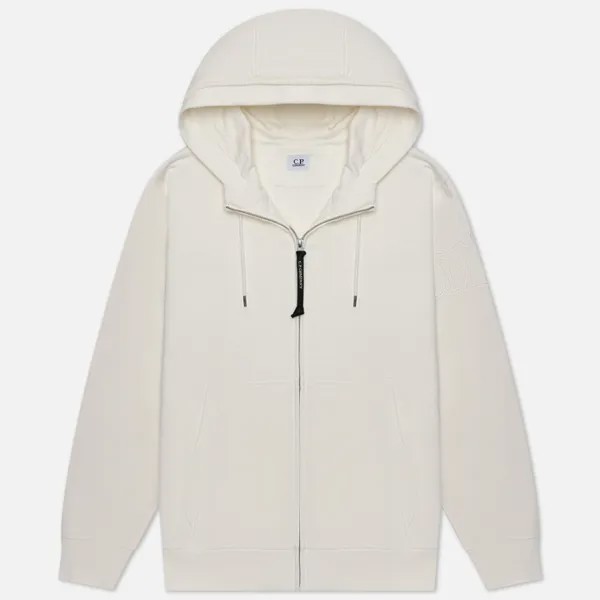 Мужская толстовка C.P. Company Diagonal Raised Fleece Logo Zipped Hoodie белый, Размер L