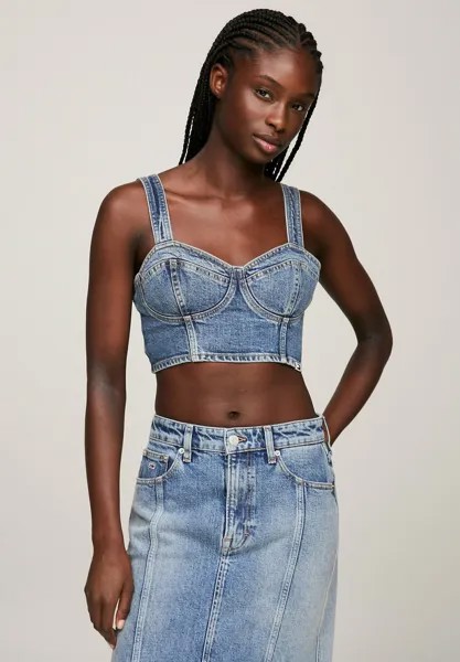 Топ Crop Tommy Jeans, цвет denim medium