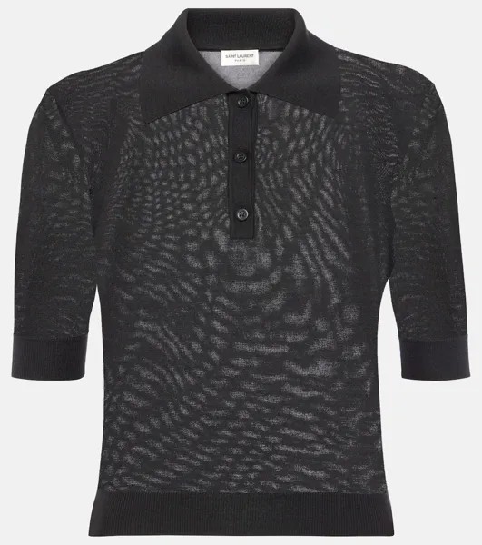 Рубашка-Поло из кашемира, шерсти и шелка Saint Laurent, черный