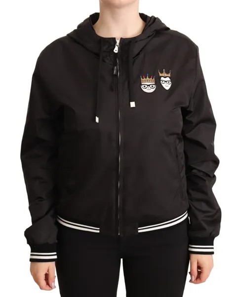 DOLCE - GABBANA Куртка Черный бомбер с капюшоном и молнией во всю длину IT46/US12/XL $1500