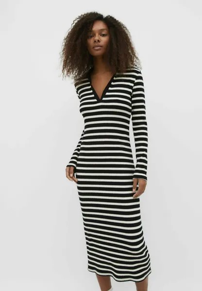 Платье из джерси LONG STRIPED KNIT Stradivarius, цвет black