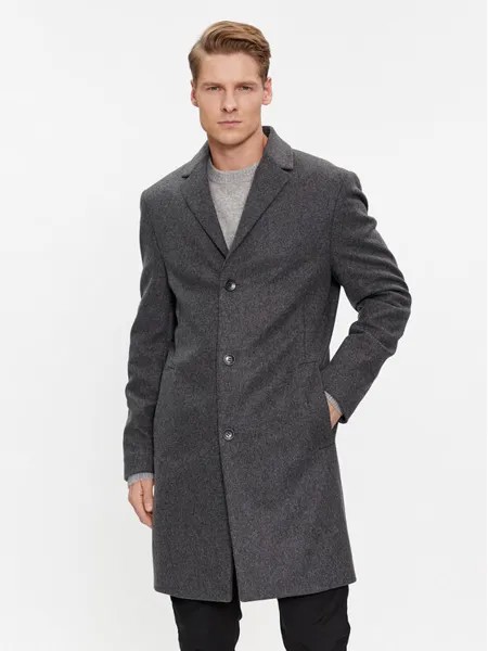 Шерстяное пальто обычного кроя Calvin Klein, серый