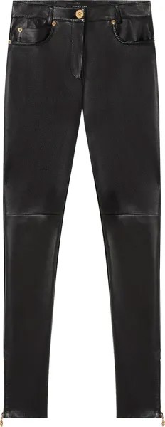 Леггинсы Versace Leather Leggings 'Black', черный