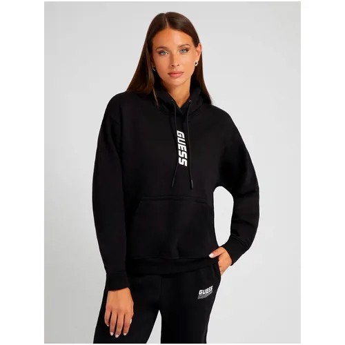 Худи GUESS, силуэт прямой, средней длины, размер XS, черный