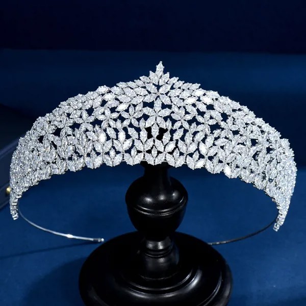 Женские свадебные аксессуары для волос HIBRIDE Trandy Leaf, модные вечерние диадемы с фианитом и корона, высокое качество, C-34