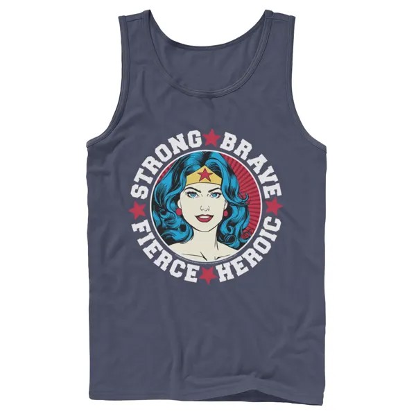 Мужская винтажная майка с запахом DC Comics Wonder Woman Strong Brave