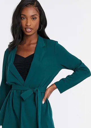 Зеленый трикотажный пиджак с запахом ASOS DESIGN Tall-Зеленый цвет