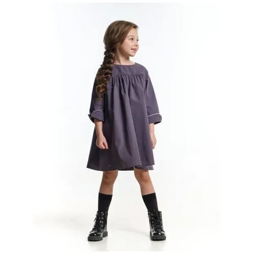 Платье Mini Maxi, хлопок, однотонное, размер 104, серый