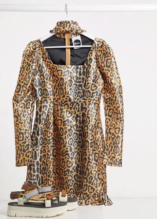 Платье с леопардовым принтом и вырезом Milk It Vintage-Коричневый цвет