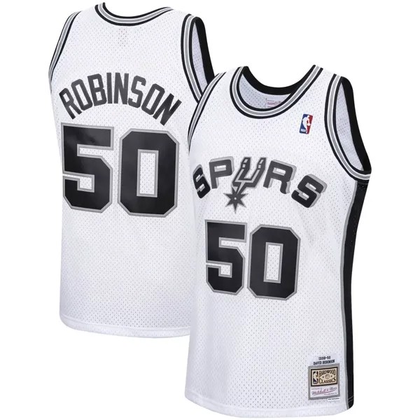 Мужская белая майка Mitchell & Ness David Robinson San Antonio Spurs 1998-99 Hardwood Classics Swingman