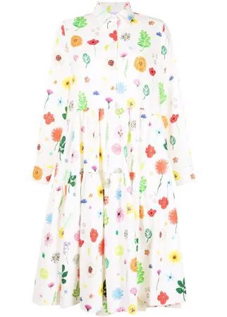 Mira Mikati расклешенное платье-рубашка с цветочным принтом