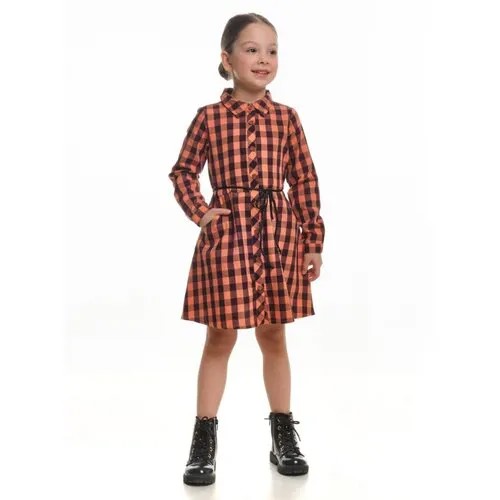 Платье Mini Maxi, хлопок, в клетку, размер 110, коралловый