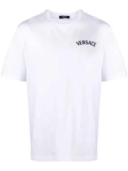 Versace футболка с вышивкой Milano Stamp, белый