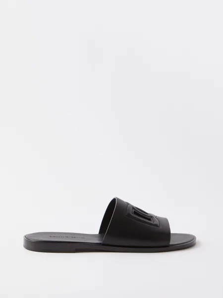 Кожаные сандалии с вырезом-логотипом Dolce & Gabbana, черный