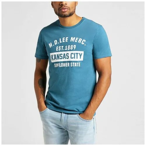 Футболка Lee SS KANSAS CITY TEE TEAL Голубой 3XL L60TFEQO